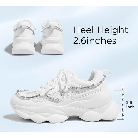 Women's 90s Chunky Sneakers Rope Platform Casual Thick Rave Walking Shoes White - Picture 2 of 9